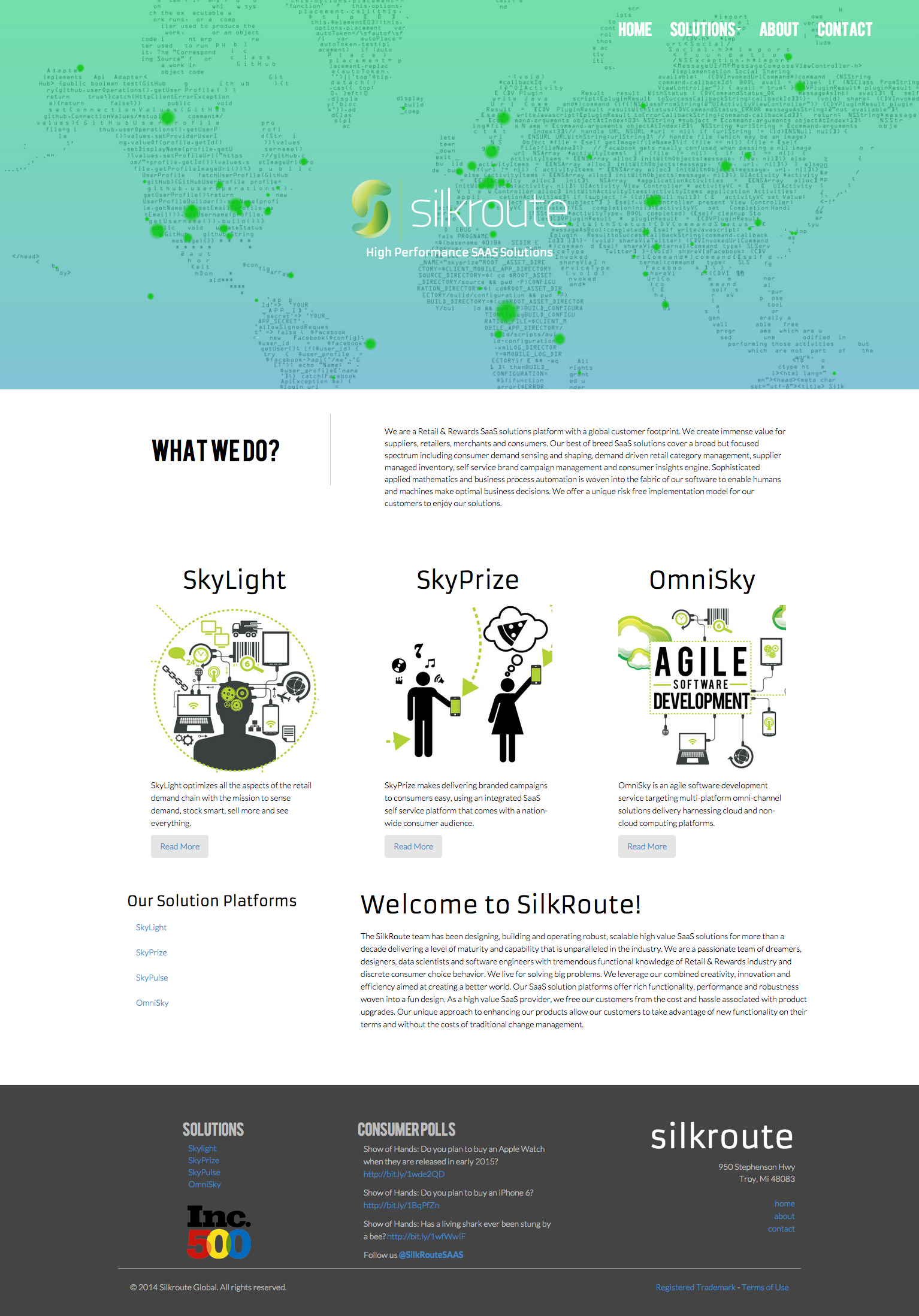 a full screen screenshot of the silkroute homepage est. 2014